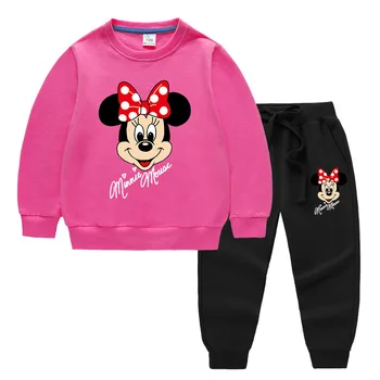 Disney Minnie Mouse Print Set Haine Fete De Desene Animate Pentru Copii Hanorace Hanorac+Pantaloni 2 Bucată De Costume Sportive Pentru Copii Copilul Trening