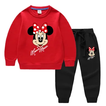 Disney Minnie Mouse Print Set Haine Fete De Desene Animate Pentru Copii Hanorace Hanorac+Pantaloni 2 Bucată De Costume Sportive Pentru Copii Copilul Trening