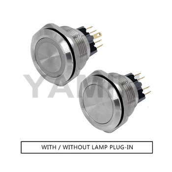 30mm Metal Comutator Buton 6 Pini Lampa de Blocare/Zăvorâre Moment/Reset Oțel Inoxidabil Alimentare rezistent la apa 1NO1NC
