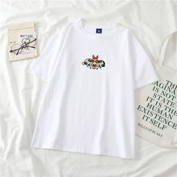 Coreeană liber casual de Vara t-shirt de putere fata de femei t-shirt de imprimare funny t-shirt bumbac haine scurte t-shirt