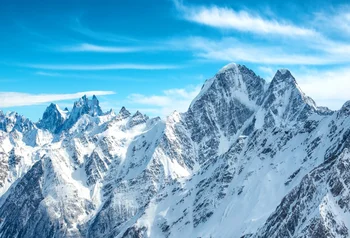Laeacco Munte De Zăpadă De Iarnă Albastru Cer Noros Naturale Vedere Spectaculoasă Fotografie De Fundal Fotografie Fundal Foto Studio Foto