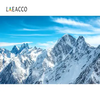 Laeacco Munte De Zăpadă De Iarnă Albastru Cer Noros Naturale Vedere Spectaculoasă Fotografie De Fundal Fotografie Fundal Foto Studio Foto