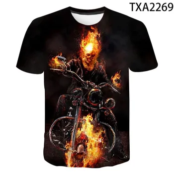 2020 Noi de Vara Film Ghost Rider Tricou Barbati Femei Copii Cool Boy Fata de 3D Moda T-Shirt Casua Scurt Rochie Tee Topuri