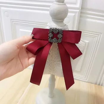 Moda coreeană Panglică Papion Broșă de Cristal Bowknot Pin Rever Cămașă Rochie Broșe Bijuterii de Lux Cadouri pentru Femei Accesorii