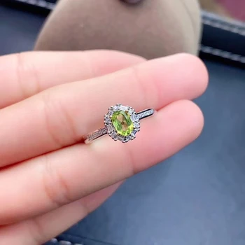 2020 nou verde olivine inel pentru femei bijuterii reale argint 925 inel oval naturale bijuterie inel de fată ziua de nastere cadou de suvenir de culoare bun