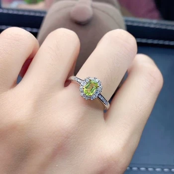 2020 nou verde olivine inel pentru femei bijuterii reale argint 925 inel oval naturale bijuterie inel de fată ziua de nastere cadou de suvenir de culoare bun