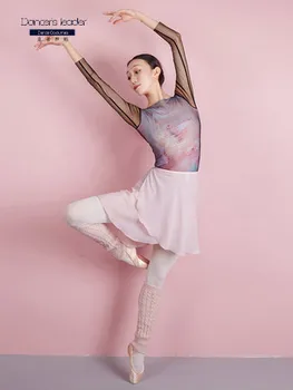Balet tricou femeie temperament tul practică haine de potrivire de culoare cu mâneci lungi aeriene costum de yoga de bază de formare costum