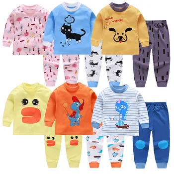 Desene animate pentru Copii Seturi de Pijamale de Bumbac Baieti Pijamale Costum Cald Fata de Copil Pijama cu Maneca Lunga Topuri+Pantaloni 2 buc Imbracaminte Copii