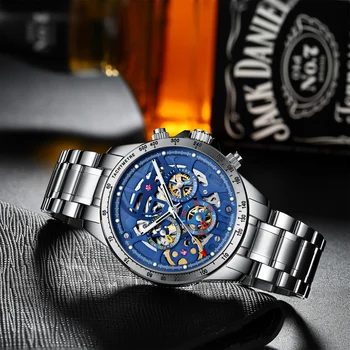 Noi HAIQIN DESIGN Mens ceasuri mecanice de top de brand de Lux ceas Automatic barbati skeleton Tourbillon ceas de mână pentru bărbați Reloj hombres