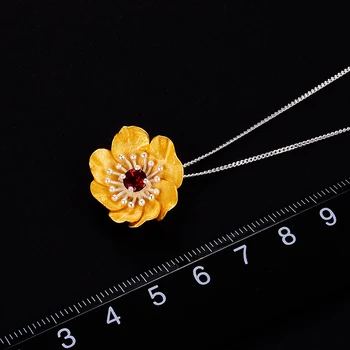 Lotus Distractiv Înflorit Anemone de Flori Pandantiv fără Colier Real Argint 925 lucrat Manual Designer de Bijuterii Fine pentru Femei
