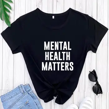 Probleme de Sănătate mentală Bumbac Casual pentru Femei Tricou O-Gat Maneci Scurte Topuri Conștientizare Mentală tricouri Sănătate Mintală Tricou