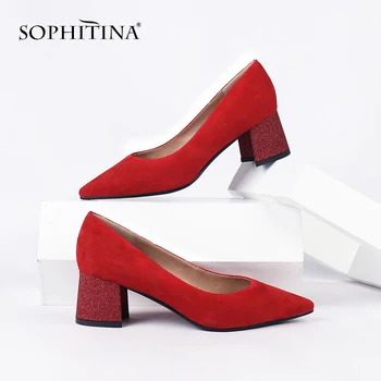 SOPHITINA Sexy Subliniat Toe Pompe de Moda Speciale Copita Tocuri de Înaltă Calitate, Copil de piele de Căprioară Pantofi pentru Femei Nou Superficial Casual Pompe SC248