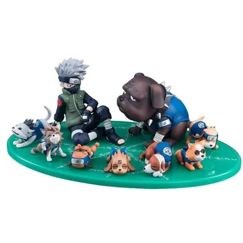 9Pcs/set Naruto figurina PVC Jucării Hatake Kakashi Cu Copilul Câini Modelul de Colectare Jucării, Cadouri de Ziua de nastere