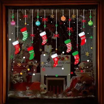 Crăciun fericit Decor pentru Acasă 2020 Fereastra Autocolant Ornamente Ghirlanda de Anul Nou 2021 Noel Moș Crăciun Cadou de Crăciun Moș Crăciun
