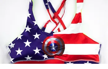 Fitness Feminin De Imprimare Captain America Super Erou Trunchiate Top Vesta Yoga Sutien Sutien De Sport Fără Mâneci Plin De Sutien De Sport
