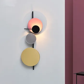 Runda lampă de perete Nordic Personalitate Metal Colorat iluminat interior Arta de perete DIY Planeta Cina Noptiera minimalist lumina de perete