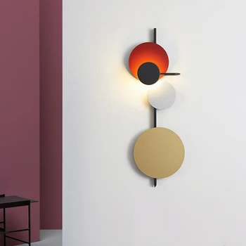 Runda lampă de perete Nordic Personalitate Metal Colorat iluminat interior Arta de perete DIY Planeta Cina Noptiera minimalist lumina de perete