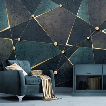 Personalizate 3D Foto-Tapet Creative de Aur Geometrice Abstracte Linii Murale Moderne de Studiu Camera de zi TV de Fundal de Decor Acasă