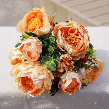 Europene 15 capete Royal Peony Buchet de Înaltă calitate Flori Artificiale Flori False Acasă Decorare Nunta de Flori lucrate Manual