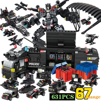 631PCS Inginer logoINGlys City Police Swat Echipa de Învățământ Tehnic Blocuri de Constructii Camion de Cărămizi Set de Jucării Pentru Copii Băiat Cadou