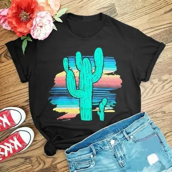 Cactus Print T Camasa Femei Maneca Scurta O Gât Pierde Vara Tricou Femei, Tricou Topuri Camisetas Mujer