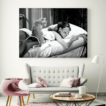 Audrey Hepburn Negru și Alb de Perete de Arta Canvas Tablou Poster de Film de Epocă Postere Si Printuri Poze de Perete Pentru Camera de zi