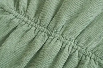 Femei Solide de Catifea Batwing Maneca Vintage Bluza Guler de Turn-Down Vrac Top Butonul verde Camasa Feminina Blusa overshirt