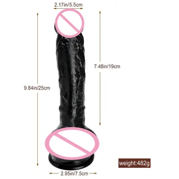 25CM Negru Realistic Dildo-uri Imense Gigant Anal Fundul cu ventuza Vagin G-spot Penis Moale Jucărie Sexuală Vibrator Mare pentru Femei Sex-Shop