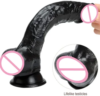 25CM Negru Realistic Dildo-uri Imense Gigant Anal Fundul cu ventuza Vagin G-spot Penis Moale Jucărie Sexuală Vibrator Mare pentru Femei Sex-Shop