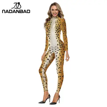 NADANBAO Cosplay Sexy Zebra Leopard Model Costume Femei Plus Dimensiune Maneca Lunga, Costume de Carnaval de Purim Salopeta Pentru Adulți