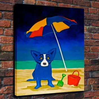 Pictura Arta Print pe Pânză Albastru Câine Acasă Decor de Perete de Arta de Perete, Tablouri Canvas Decor Acasă Printuri Moderne opere de Artă Imagine Camera