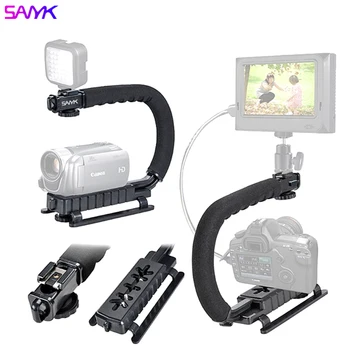 SANYK forma de U, Forma de Fotografiat Telefon Mobil Stabilizator Stabilizator Video, Inclusiv Microfon, Led-uri Lumina de Umplere