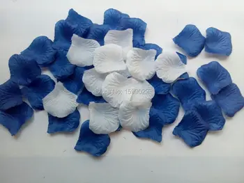 2000pcs 20packs albastru Regal alb amestecat mătase artificială petale de trandafir, flori de nunta confetti decorationspetalos de rosa