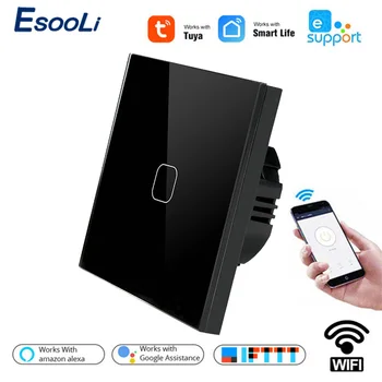 Esooli Tuya/Smart Viata/ewelink 1 Banda 1 Modul WiFi de Perete de Lumină Atingeți Comutatorul pentru Google Acasa Amazon Alexa Control Vocal