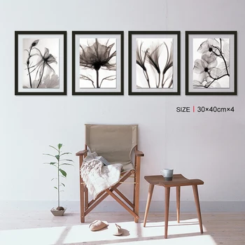 Modern alb-Negru cu Flori Plante Botanice postere, printuri canvas tablouri de arta de perete pentru camera de zi decor pentru dormitor estetice