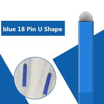 50PCS 18 Pini Spranceana Machiaj Permanent Tatuaj Conice Lama Microblading Ace Pentru 3D Broderie Manuală Tatoo Pen Mașină Albastru