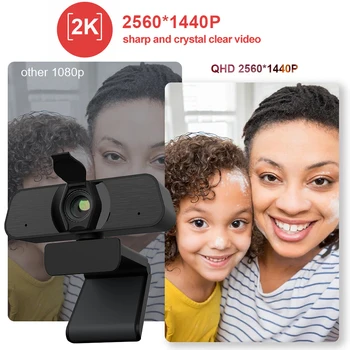 C90 2K Webcam cu Microfon USB Driver Free Smart TV, Calculator, Camera Web pentru Video Conferinte Live Streaming