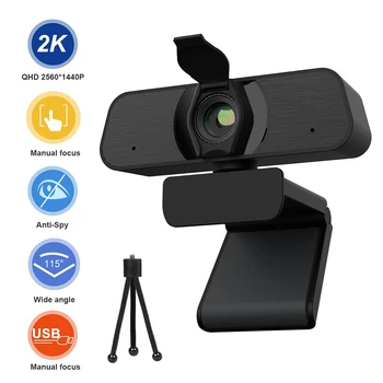 C90 2K Webcam cu Microfon USB Driver Free Smart TV, Calculator, Camera Web pentru Video Conferinte Live Streaming