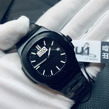 2020 nouă ceasuri mecanice de sticlă de safir cadran negru brățară din oțel inoxidabil ceas sport Glide-adevăr de-al doilea ceas de mana