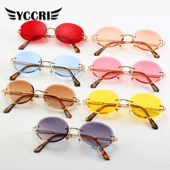 2020 Retro Oval Femei ochelari de Soare Fara rama fără ramă de Culoare bărbați Ochelari de Soare Pentru Femei de Epocă Gotică de Lux Gafas nuante pentru femei