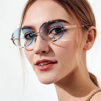 2020 Retro Oval Femei ochelari de Soare Fara rama fără ramă de Culoare bărbați Ochelari de Soare Pentru Femei de Epocă Gotică de Lux Gafas nuante pentru femei