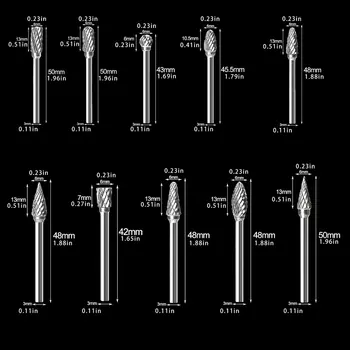 Coadă De Tungsten Carbide Milling Cutter Rotativ Instrument Burr Dublu Diamant Tăiat Rotative Dremel Instrumente Electrice De Slefuire