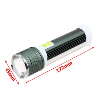 COB LED Multi-funcția de Lanternă 4 Moduri Lanterna cu Zoom Reîncărcat Baterie de Litiu de Putere Portabil pentru încărcător de Telefon în afara