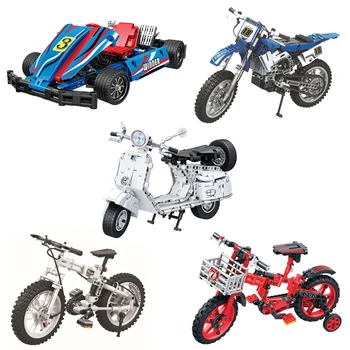 Motociclete Biciclete masina Sport Blocurile Model asamblat biciclete de munte pentru a fi pliat Technic Electric DIY Jucarii pentru copii
