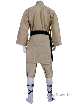 Bej de Bumbac Călugăr Shaolin Costum de Formare de arte Marțiale Tai Chi Wing Chun Kung fu Uniformă de Karate Takwondo Gis