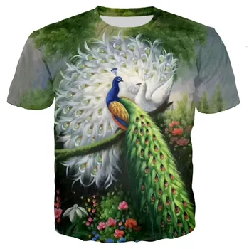 Papagal, Păun Pasăre Mens 3D de Imprimare tricou Femei Flamingo Florale Hawaiian Summer Tricou Maneca Scurta Camisola pop punk topuri