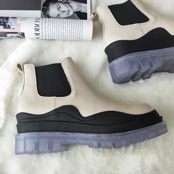 2020 Brand De Lux De Design Glezna Cizme Noi De Toamna Cizme Cu Platforma Pentru Femei De Moda, Se Amestecă Culoare Chelsea Cizme Indesata Pantofi De Femeie