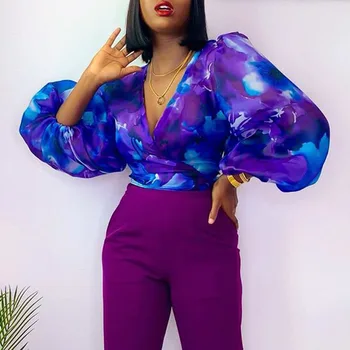 Sexy Plasă De Dantelă Bluza Vedea Prin Partea De Sus Alb Camasa Office Cu Maneca Lunga-African Petrecere De Club, Camasi De Vară 2020 Slim Femei Bluze