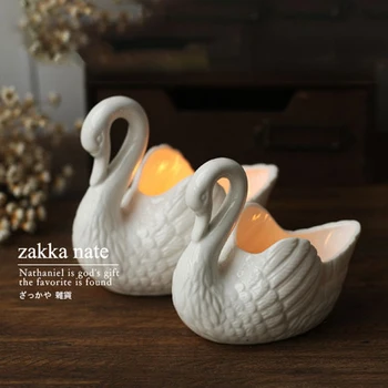 White Swan Ceramice Ghiveci Multifuncțional Sfeșnic Cadouri De Nunta Titularul Ornamente Decor Acasă De Stocare Oranments