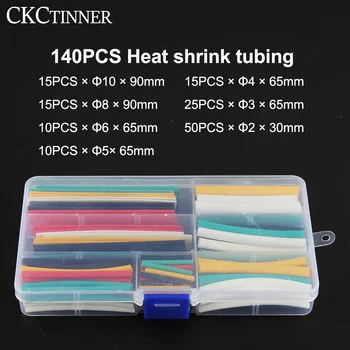 80buc/140pcs/530 Set de 2:1 Heat Shrink Tube Kit Folie de Sârmă Cablu Asortate Polyolef Izolate Sleeving Tubulatura Cablu Electric
